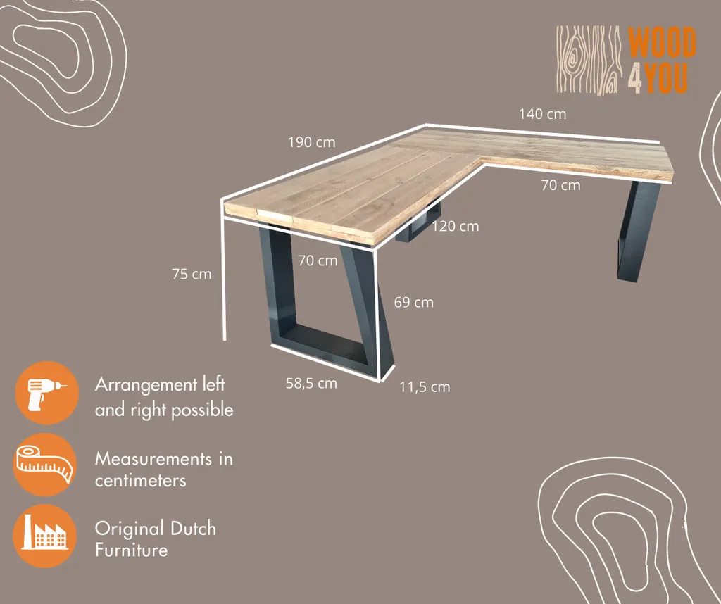 Wood4You Schreibtisch Eckschreibtisch Vancouver Aus Massivholz L Form – Idealer Computertisch, Desk, Bürotisch, Gamingtisch PC Tisch Mit Beingestell Anthrazit – Gerüstholz 190/140Lx70Tx75H 5 Wood4You Schreibtisch Eckschreibtisch Vancouver Aus Massivholz L Form – Idealer Computertisch, Desk, Bürotisch, Gamingtisch PC Tisch Mit Beingestell Anthrazit – Gerüstholz 190/140Lx70Tx75H – Bild 5