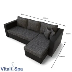 VitaliSpa Ecksofa Mit Schlaffunktion Schwarz Grau 24 X 144 X 95 Cm Kunstleder Webstoff -VIDAXL || HOMCOM Verkäufe 5ec0dca8e7ffd977491fe90154a6ee22