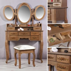 Melko Schminktisch Mit DREI Spiegeln Und Einem Hocker Im Shabby Chic BZW. Vintage-Look Mit Viel Stauraum, 105 X 40 X 144,5 Cm, Braun 13 Melko Schminktisch Mit DREI Spiegeln Und Einem Hocker Im Shabby Chic BZW. Vintage-Look Mit Viel Stauraum, 105 X 40 X 144,5 Cm, Braun -VIDAXL || HOMCOM Verkäufe 5f5974eb84f281967c756f1a1ed2510e