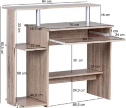 WOHNLING Computertisch WL1.171 Sonoma 94x90,5x48,5 Cm Laptop Tisch Modern Mit Tastaturauszug | PC-Tisch Mit Drucker-Ablage Platzsparend | Schreibtisch Für Kleine Räume Mit Ablage | Laptoptisch Klein -VIDAXL || HOMCOM Verkäufe 5fb5bf5d12c92e8820ef0da5cbb2f333