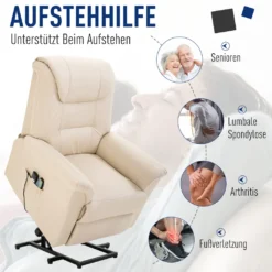 HOMCOM Elektrischer Massage-Liegestuhl Mit Vibrierendemassage Heizfunktion Aufstehhilfe Elektrorollstuhl Fernbedienung Mit Netzkabel Kunstleder Cremeweiß 93 X 95 X 106 Cm -VIDAXL || HOMCOM Verkäufe 5fdb9e0b6c13b0985ac291600590767c