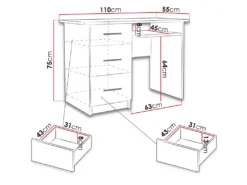 Mirjan24 Schreibtisch Neapol, Computertisch Vom Hersteller, Mit Drei Schubladen, Arbeitszimmer (Farbe: Sonoma Eiche) -VIDAXL || HOMCOM Verkäufe 605934a25678ff25108fe63a064bd2f4