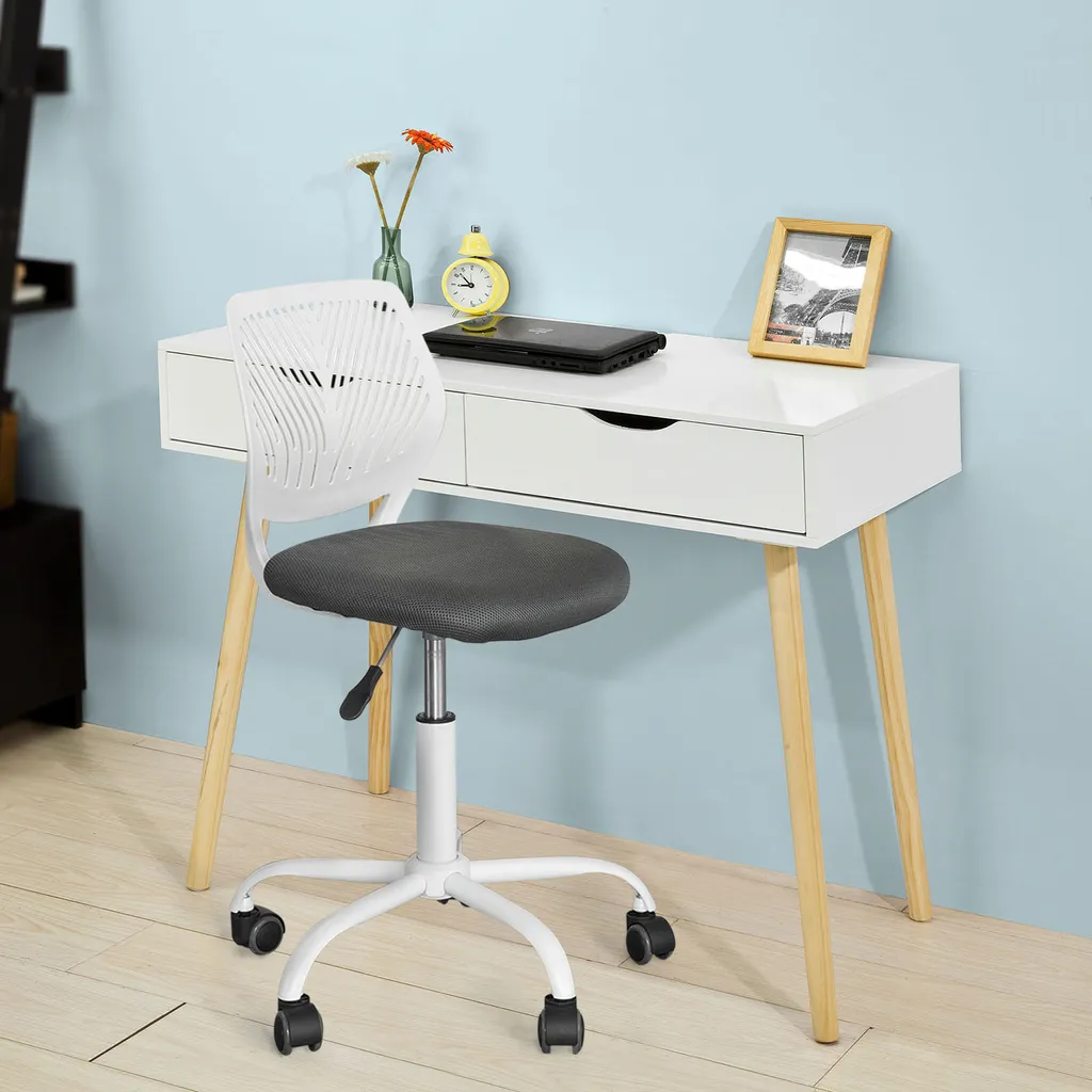 SoBuy FWT40-WN Schreibtisch Mit 2 Schubladen Computertisch Kinderschreibtisch Bürotisch, Weiß/Natur BHT Ca: 90x77x45cm 2 SoBuy FWT40-WN Schreibtisch Mit 2 Schubladen Computertisch Kinderschreibtisch Bürotisch, Weiß/Natur BHT Ca: 90x77x45cm – Bild 2