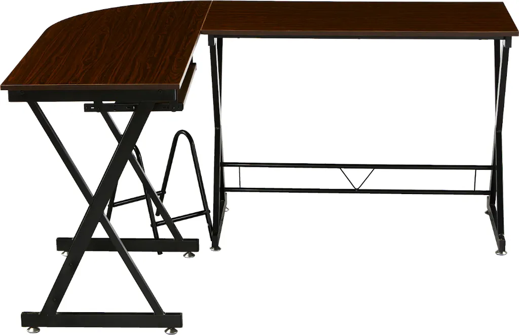 SVITA Eckschreibtisch Nussbaum-Optik Schwarze Metall-Beine Computertisch Bürotisch Arbeitstisch PC Tisch 4 SVITA Eckschreibtisch Nussbaum-Optik Schwarze Metall-Beine Computertisch Bürotisch Arbeitstisch PC Tisch – Bild 4