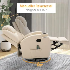 HOMCOM Massagesessel Relaxsessel Fernsehsessel Massagefunktion 5 Massage-Modi Liegefunktion Kunstleder Holz Metall Schaumstoff Cremeweiß 84 X 92 X 109 Cm -VIDAXL || HOMCOM Verkäufe 650f52d4c2e74a702036ee967268813f