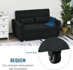 HOMCOM Schlafsofa, Klappsofa, 2-Sitzer Stoffsofa, Bettsofa, Sofa Mit Schlaffunktion, Sofagarnitur, Verstellbarer Winkel, Schwarz, 148 X 82 X 89 Cm -VIDAXL || HOMCOM Verkäufe 65438d8c31017c816cc9ac4a42437780