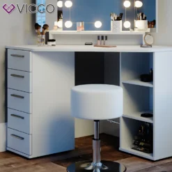 Vicco Eckschminktisch + LED + Hocker Sofia Weiß 128,4x 42,3x50,8cm Holzwerkstoff -VIDAXL || HOMCOM Verkäufe 66351da0a201c958e34bc155a93ecd8b