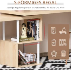 HOMCOM Eckschreibtisch Küchentisch L-Formen Schreibtisch Mit Ablagen Winkelschreibtisch PC-Tisch Computertisch Bürotisch360° Drehbar MDF Eisen Weiß+Eiche 220 X 55 X 76 Cm -VIDAXL || HOMCOM Verkäufe 6650463ebe55d201d949b4c6540e714a