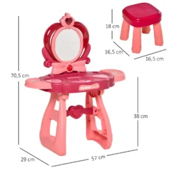 HOMCOM Kinderschminktisch Mit Spiegel Hocker Frisiertisch Mit Reichhaltigem Zubehör 5 Musikstücke Licht Für Mädchen Ab 3 Jahre Anti-rutsch Platzsparend Kunststoff Weinrot+Rosa 57 X 29 Cm X 70,5 Cm -VIDAXL || HOMCOM Verkäufe 666e7bbaa25d88663769a100516cb248