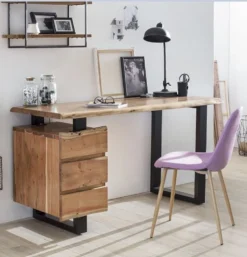 SIT Möbel Baumkante Schreibtisch | 3 Schubladen | 38 Mm Platte Akazie-Holz Natur | Beine Metall Schwarz | B 147 X T 62 X H 80 Cm | 13007-01 | Serie ALBERA -VIDAXL || HOMCOM Verkäufe 67f7e98ab8b6599732c1f3358b1b9fb1