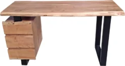 SIT Möbel Baumkante Schreibtisch | 3 Schubladen | 38 Mm Platte Akazie-Holz Natur | Beine Metall Schwarz | B 147 X T 62 X H 80 Cm | 13007-01 | Serie ALBERA -VIDAXL || HOMCOM Verkäufe 682efafe03bb15deeaa10bcf81dff09b