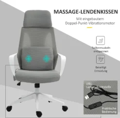Vinsetto Massagesessel Chefsessel Mit Massagefunktion Höhenverstellbarer Drehstuhl Ergonomischer Gamingstuhl Bürostuhl Massage Nylon Grau 62 X 60 X 114-122 Cm -VIDAXL || HOMCOM Verkäufe 68b71bf94081e6386e12dca6f0ab617c