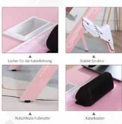 HOMCOM Gaming Tisch Schreibtisch Computertisch Arbeitstisch Möbel Für Büro Wohnzimmer Arbeitszimmer, Modernes Design, MDF Metall 110 X 59 X 75 Cm Rosa+Weiß 12 HOMCOM Gaming Tisch Schreibtisch Computertisch Arbeitstisch Möbel Für Büro Wohnzimmer Arbeitszimmer, Modernes Design, MDF Metall 110 X 59 X 75 Cm Rosa+Weiß -VIDAXL || HOMCOM Verkäufe 68ffcb007aa6119f635a426450b9b74c