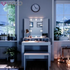 Vicco Schminktisch Nora Weiß Mit LED-Beleuchtung Spiegel Sitzbank Frisiertisch -VIDAXL || HOMCOM Verkäufe 690456bb91cee61f8ae7f4da55df3ebe
