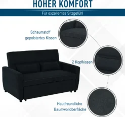 HOMCOM Schlafsofa, Klappsofa, 2-Sitzer Stoffsofa, Bettsofa, Sofa Mit Schlaffunktion, Sofagarnitur, Verstellbarer Winkel, Schwarz, 148 X 82 X 89 Cm -VIDAXL || HOMCOM Verkäufe 690ffca04d737b845179aaeed6d9ede9