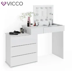 Vicco Schminktisch Frisiertisch Frisierkommode Lotos Weiß Mit LED Beleuchtung -VIDAXL || HOMCOM Verkäufe 692e9df8c5e040a79e168c1bc1b81646