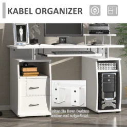 HOMCOM Computertisch Schreibtisch Bürotisch Home Office Reichlich Stauraum 2 Schubladen Druckregal Weiß 120 X 55 X 85 Cm -VIDAXL || HOMCOM Verkäufe 693041b056d6b4649d58965cc3f3d3a9