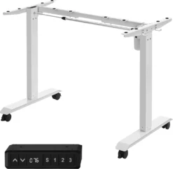 SONGMICS Höhenverstellbar Elektrisch Mit Motor, Höhenverstellbares Schreibtischgestell, Schreibtisch,Tischgestell Mit Memory-Funktion, Schreibtischständer Mit Haken Verstellbarer Tisch, Weiß LSD018W01