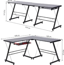 HOMCOM Computertisch Schreibtisch Flexible Arbeitsstation MDF Stahl Schwarz 210 X 50 X 73,5 Cm -VIDAXL || HOMCOM Verkäufe 6b31d618bfbd0669f32cc16ffa0c58ef