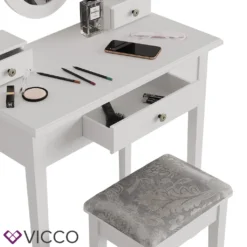 Vicco Schminktisch Annie + Hocker Weiß 75 X 133,5 X 40 Cm (BxHxT) Holzwerkstoff -VIDAXL || HOMCOM Verkäufe 6b8daac6a8acece293c5a61ad4fc3eaa