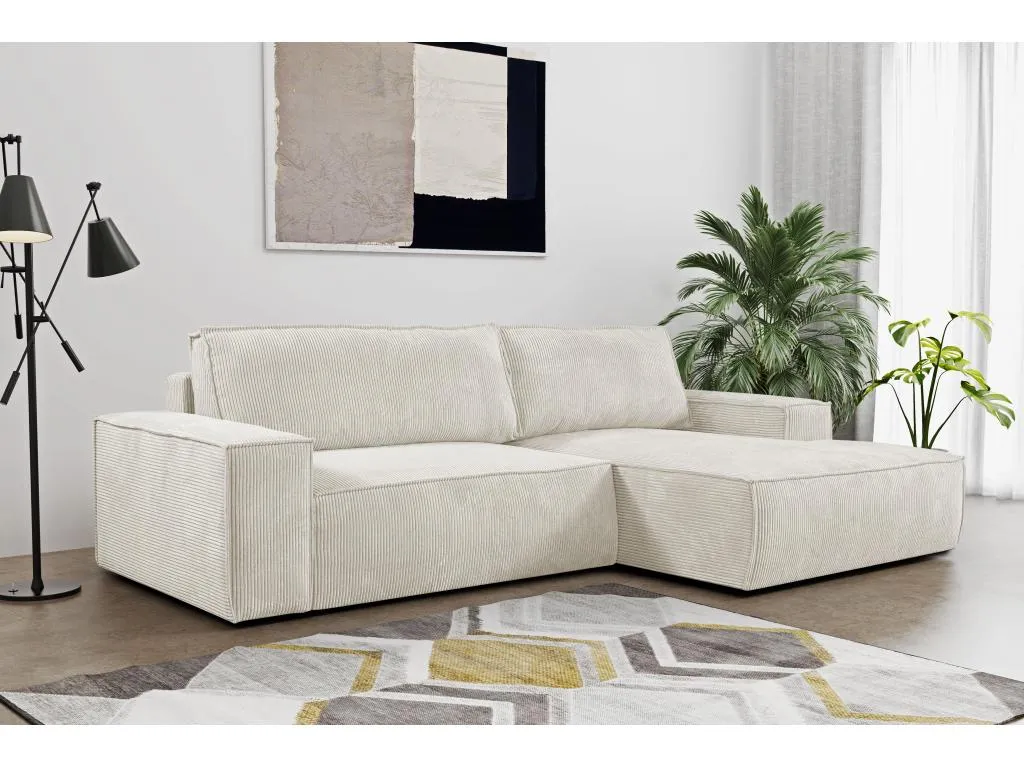 Ecksofa Mit Schlaffunktion - Ecke Rechts - Kord - Beige - AMELIA Von PASCAL MORABITO 2 Ecksofa Mit Schlaffunktion - Ecke Rechts - Kord - Beige - AMELIA Von PASCAL MORABITO – Bild 2