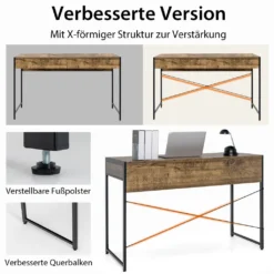 COSTWAY Schreibtisch Computertisch Mit 2 Schubladen, Kleiner Bürotisch PC Tisch, Arbeitstisch Officetisch 112 X 48 X 76 Cm (Rustikales Braun) -VIDAXL || HOMCOM Verkäufe 6d2fe50d510e4c1c6d4d5e13697121dc