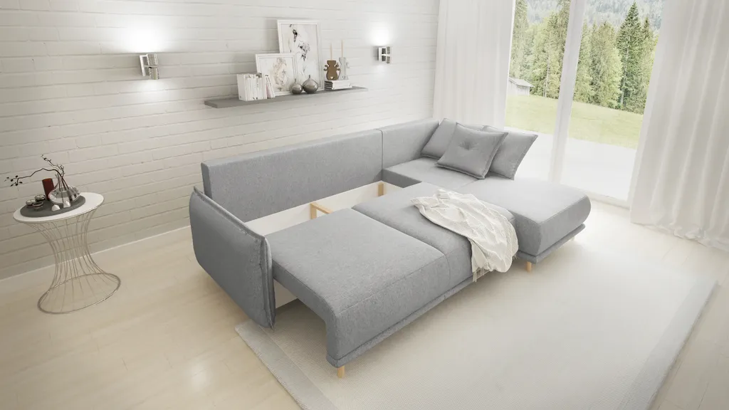 FURNIX Polstersofa GALON L-Form Eckcouch Mit Schlaffunktion, Sofakissen ET91 2 FURNIX Polstersofa GALON L-Form Eckcouch Mit Schlaffunktion, Sofakissen ET91 – Bild 2