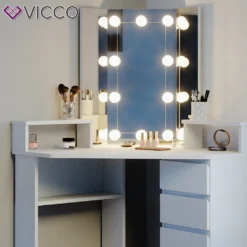 Vicco Eckschminktisch + LED Tilda Weiß 113,3 X 140 X 62,85 Cm Holzwerkstoff -VIDAXL || HOMCOM Verkäufe 7031795d703af91fd26964b1d594d723