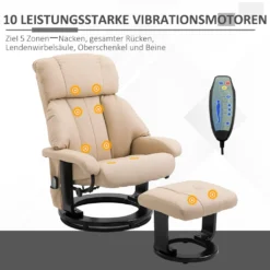 HOMCOM Relaxliege Mit Hocker 360°drehbarer Fernsehsessel Mit Liegefunktion Massagesessel Liegesessel Ergonomischer Stuhl Sessel PolyurethanCreme 76 X 80 X 102 Cm -VIDAXL || HOMCOM Verkäufe 7041945909dac20dd91861fb68e7a757
