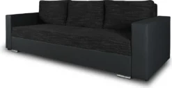 Schlafsofa Bird - Sofa Mit Schlaffunktion Und Bettkasten, Klappsofa, Schlafcouch Mit Chromfüße, Couch, Couchgarnitur, Sofagarnitur (Schwarz + Schwarz (Dolaro 08 + Berlin 02))