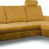 Ecksofa "Monaco" Eckcouch Sofa Schlaffunktion Senfgelb / Füße Gold Recamiere Rechts