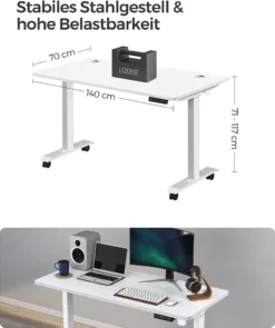SONGMICS Höhenverstellbarer Schreibtisch Elektrisch, 70 X 140 Cm Tischoberfläche, Doppelmotor, Stufenlos Verstellbar, Memory-Funktion Mit 4 Höhen, Auffahrschutz, Weiß LSD202W01 10 SONGMICS Höhenverstellbarer Schreibtisch Elektrisch, 70 X 140 Cm Tischoberfläche, Doppelmotor, Stufenlos Verstellbar, Memory-Funktion Mit 4 Höhen, Auffahrschutz, Weiß LSD202W01 -VIDAXL || HOMCOM Verkäufe 7181e01f04bda768c3a9d14d17d7a841