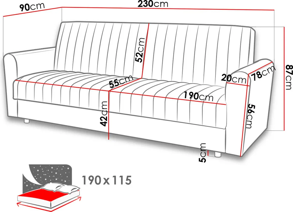 Mirjan24 Schlafsofa Molly, Stilvoll Polstersofa Mit Bettkasten Und Schlaffunktion, Wohnzimmer Möbel (Farbe: Kronos 22) 8 Mirjan24 Schlafsofa Molly, Stilvoll Polstersofa Mit Bettkasten Und Schlaffunktion, Wohnzimmer Möbel (Farbe: Kronos 22) – Bild 8