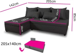 Ecksofa Pono Mit Schlaffunktion Und Bettkasten - L-Form Couch, Couchgarnitur, Eckcouch, Sofa, Bettsofa, L-Form Couch, Schlafsofa (Schwarz (Sawana 14)) -VIDAXL || HOMCOM Verkäufe 72f3dcbb0421414c684fee0595d7bdb5