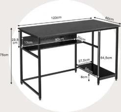 COSTWAY Computertisch Mit Offenem Regal Und CPU-Ständer, Multifunktionaler PC-Arbeitsplatz, Schreibtisch, 120 X 60 X 75 Cm, Schwarz 11 COSTWAY Computertisch Mit Offenem Regal Und CPU-Ständer, Multifunktionaler PC-Arbeitsplatz, Schreibtisch, 120 X 60 X 75 Cm, Schwarz -VIDAXL || HOMCOM Verkäufe 730ebb1650e0f43c1ce51ca419544aff