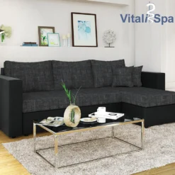 VitaliSpa Ecksofa Mit Schlaffunktion Schwarz Grau 24 X 144 X 95 Cm Kunstleder Webstoff -VIDAXL || HOMCOM Verkäufe 73a6dc2814f3b3cbd5316968ec014659