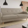 Schlafsofa Kelso - Sofa Mit Bettkasten Und Schlaffunktion, Bettsofa, Schlafcouch Mit Holzfüße (Beige (Twist 02))