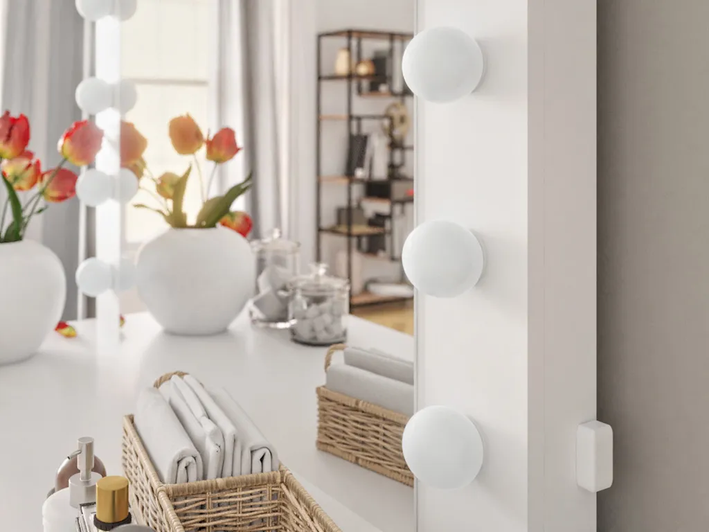 Mirjan24 Schminktisch Fandyl Mit Spiegel, Beleuchtung Und Zwei Schubladen, Elegant (Farbe: Weiß) 2 Mirjan24 Schminktisch Fandyl Mit Spiegel, Beleuchtung Und Zwei Schubladen, Elegant (Farbe: Weiß) – Bild 2