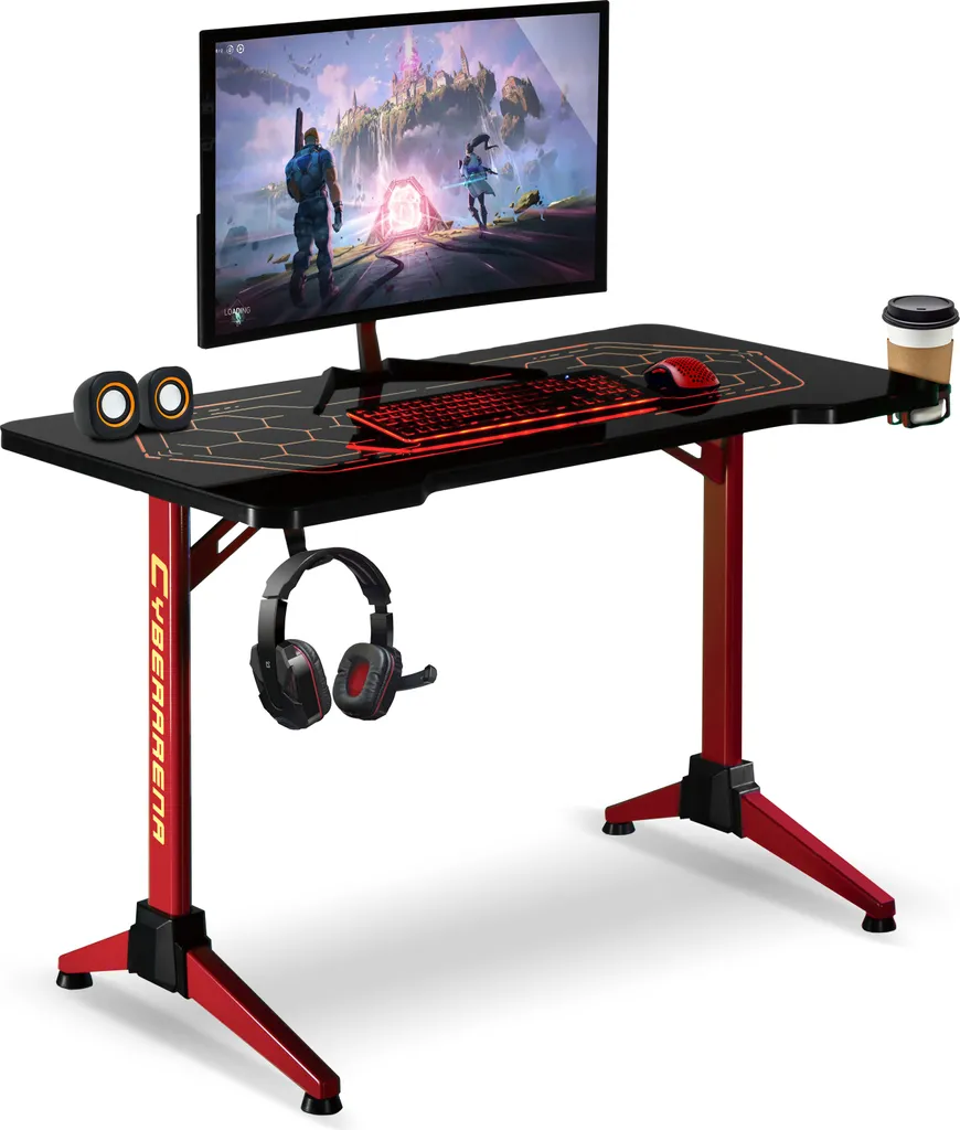 Gaming Tisch Schreibtisch Mit Großer Oberflächemit Verstellbarer RGB-LED-Hintergrundbeleuchtung Getränkehalter Kopfhörerhalter 120cm Computertisch Spieltisch 1 Gaming Tisch Schreibtisch Mit Großer Oberflächemit Verstellbarer RGB-LED-Hintergrundbeleuchtung Getränkehalter Kopfhörerhalter 120cm Computertisch Spieltisch