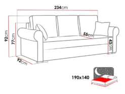 Mirjan24 Schlafsofa Olimpia Cord, Couch Mit Schlaffunktion Und Bettkasten, Freistehendes 3 Sitzer Aufklappbar Sofa (Farbe: Poso 145) -VIDAXL || HOMCOM Verkäufe 7555e6dcd2db7c396d1ceda805f35cf2
