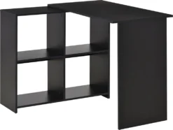 HOMCOM Eckschreibtisch Schreibtisch L-förmiger Schreibtisch Computertisch PC Laptop-Spieltisch Winkel Staufach Büro Schwarz 100 X 90 X 75 Cm
