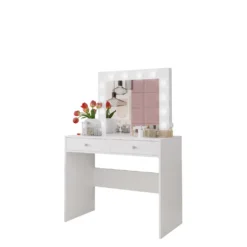 Mirjan24 Schminktisch Fandyl Mit Spiegel, Beleuchtung Und Zwei Schubladen, Elegant (Farbe: Weiß) 7 Mirjan24 Schminktisch Fandyl Mit Spiegel, Beleuchtung Und Zwei Schubladen, Elegant (Farbe: Weiß) -VIDAXL || HOMCOM Verkäufe 77609f023c1693954da576384c418b27