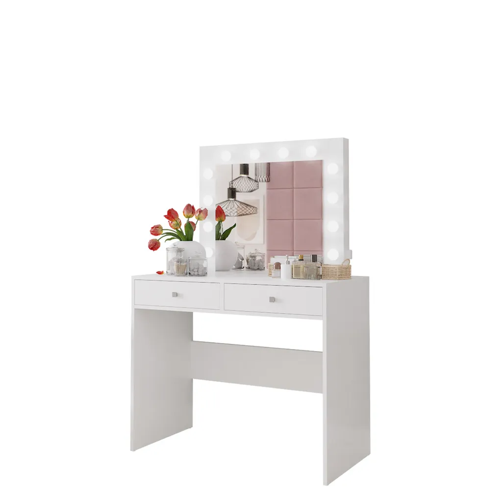 Mirjan24 Schminktisch Fandyl Mit Spiegel, Beleuchtung Und Zwei Schubladen, Elegant (Farbe: Weiß) 3 Mirjan24 Schminktisch Fandyl Mit Spiegel, Beleuchtung Und Zwei Schubladen, Elegant (Farbe: Weiß) – Bild 3
