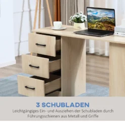 HOMCOM Schreibtisch Computertisch Bürotisch Arbeitstisch Regal Mit 3 Schubladen Regale Natur 120 X 49 X 72 Cm 11 HOMCOM Schreibtisch Computertisch Bürotisch Arbeitstisch Regal Mit 3 Schubladen Regale Natur 120 X 49 X 72 Cm -VIDAXL || HOMCOM Verkäufe 78d4384d02611296515f503d5ca14b06
