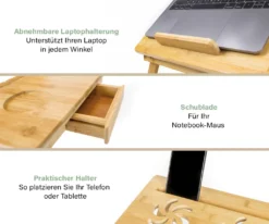 Budu Laptoptisch Aus Bambus - Notebooktisch - Betttisch - Zeichentisch - Sofatisch - Verstellbarer Laptoptisch Bambusholz - Laptopständer - Frühstück Im Bett - Esstisch Für Bett -VIDAXL || HOMCOM Verkäufe 793a0fc53a6dd350128db59ded600ea6