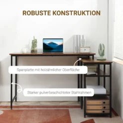 HOMCOM Eckschreibtisch Winkelschreibtisch PC-Tisch Computertisch Bürotisch Regal Schublade L-Form Spanplatte Metall Rustikales Braun 135 X 90 X 79 Cm 14 HOMCOM Eckschreibtisch Winkelschreibtisch PC-Tisch Computertisch Bürotisch Regal Schublade L-Form Spanplatte Metall Rustikales Braun 135 X 90 X 79 Cm -VIDAXL || HOMCOM Verkäufe 7a59cb62faccfb6d8eaec41ff5e07dd2