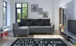 Mirjan24 Ecksofa Brest, L-Form Polsterecke, Eckcouch Mit Bettkasten Und Schlaffunktion, Stilvoll Wohnzimmer (Farbe: Mikrofaza 0027 + Mikrofaza 0015)