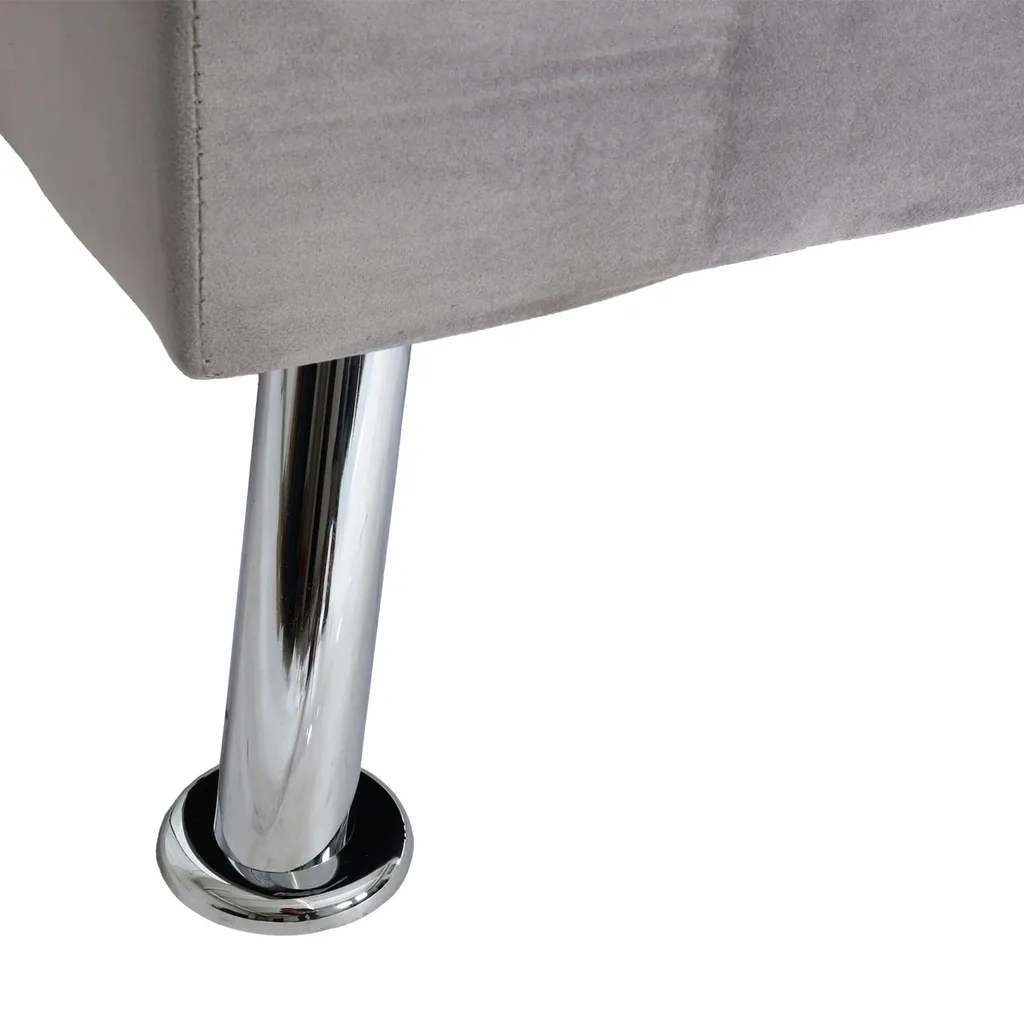 Sofa HWC-K21, Klappsofa Couch Schlafsofa, Nosagfederung Schlaffunktion Liegefläche 187x107cm Samt, Grau 7 Sofa HWC-K21, Klappsofa Couch Schlafsofa, Nosagfederung Schlaffunktion Liegefläche 187x107cm Samt, Grau – Bild 7