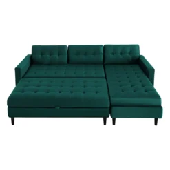 Selsey Ecksofa KOPENHAGA - Moderne Schlafcouch Mit Hocker, Veloursbezug In Dunkelgrün, Holzbeinen, Ottomane Beidseitig Montierbar, 225 Cm Breit -VIDAXL || HOMCOM Verkäufe 7cfedcafb04c4fe746b462004cbeefce