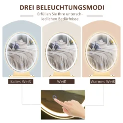 HOMCOM Schminktisch Set Frisierkommode Kosmetiktisch Mit Einstellbarer LED-Beleuchtung Spiegel Gepolsterten Hocker 2 Schubladen Und 1 Lippenstiftraster MDF Stahl Schaumstoff Weiß 80 X 40 X 136 Cm -VIDAXL || HOMCOM Verkäufe 7e7cf4164248c001a54c92c3af64e0ec